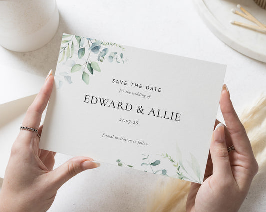 Personalised Save the Date Card, Wedding Save the Date Card, Greenery Save the Date, Simple Save the Date, Custom Save the Date Card