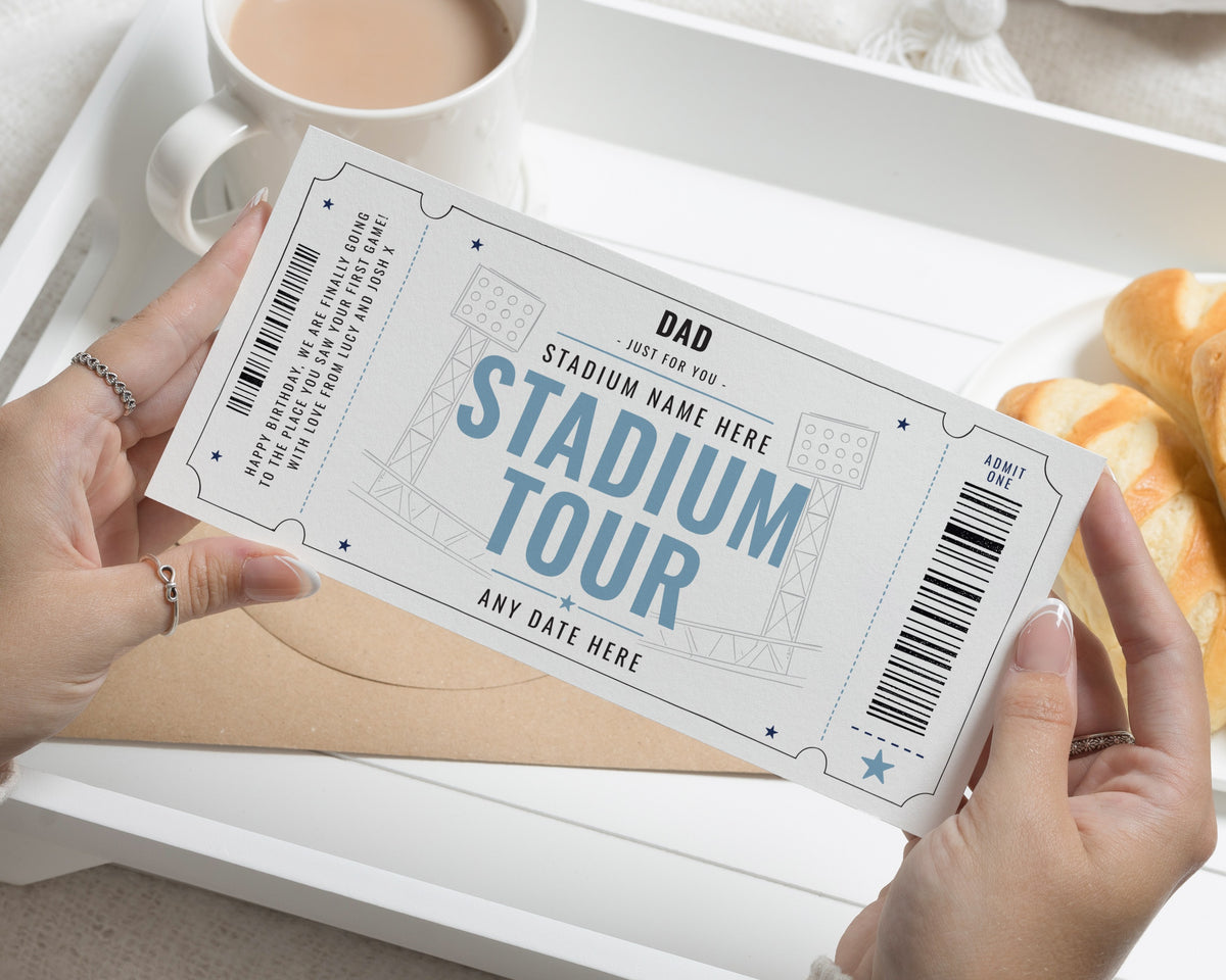 Dad Birthday Gift Voucher, Stadium Tour Gift Voucher, Personalised Football Ticket, Fathers Day Gift for Dad