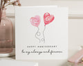 Anniversary Card, Personalised Anniversary Card, Romantic Card for Couples, Custom Heart Balloons Card, Always and Forever Card