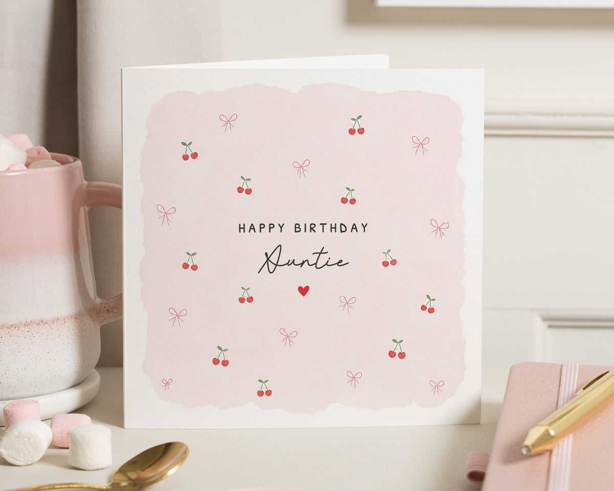 Birthday Card for Auntie, Auntie Birthday Card, Birthday Card for Her, Cute Birthday Card, Personalised Birthday Card, Cherry Card