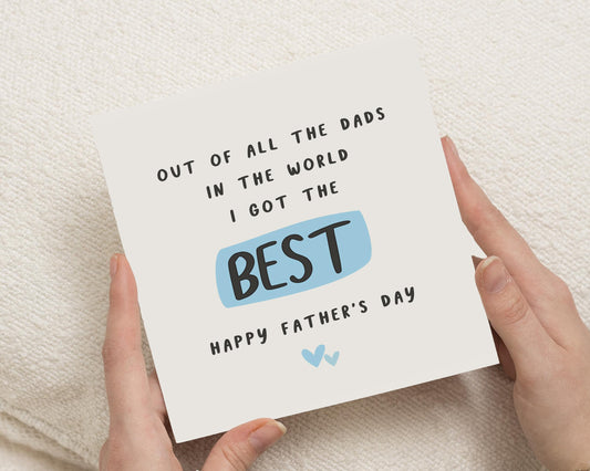 Fathers Day Card, Fathers Day Card for Dad, Best Dad Card, Fathers Day Card from Son, Fathers Day Card from Daughter, Cute Dad Card