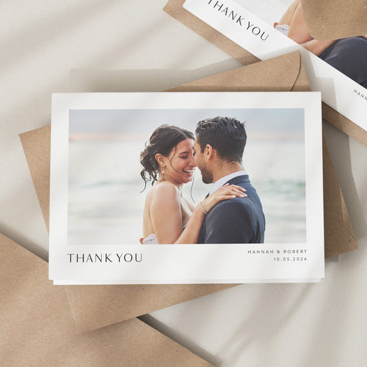 Folded Wedding Thank You Cards, Postcard Thank You Cards Wedding, Wedding Thank You, Thank You Wedding Card, Simple Wedding Card With Photo