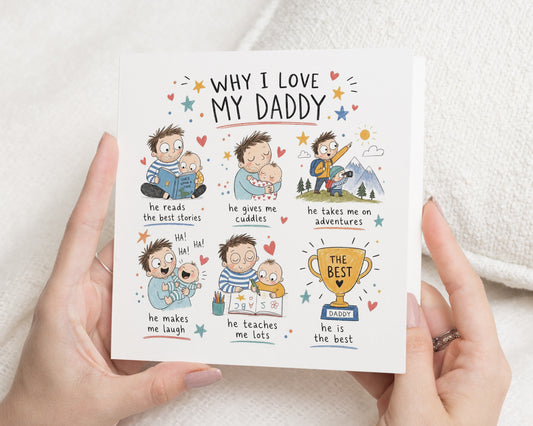 Fathers Day Card for Daddy, Daddy Fathers Day Card, Dad Birthday Card, Dad Card from Baby, Dad Card from Kids, Why I Love Daddy Card
