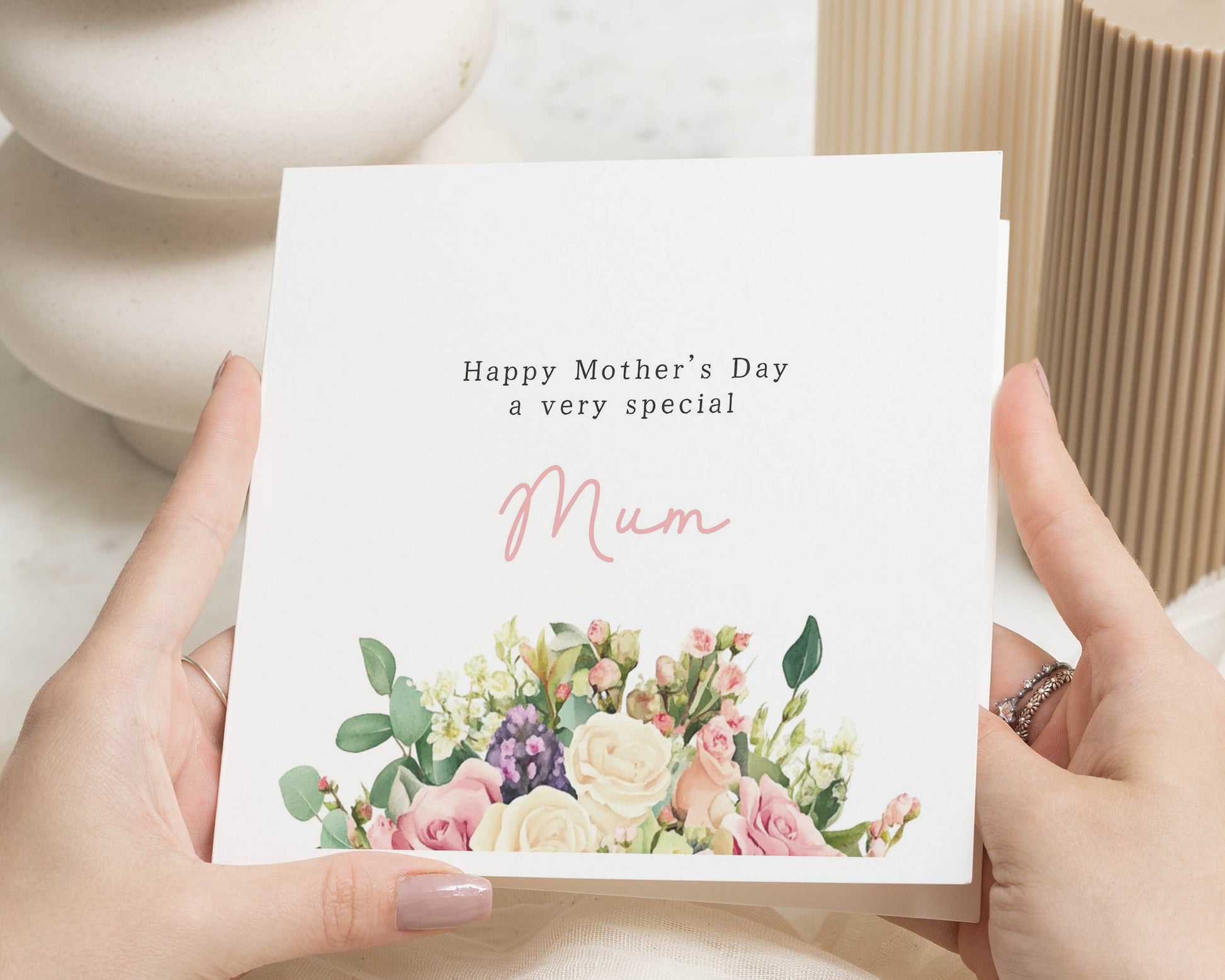 Mother's Day Card for Mum, Floral Mother's Day Card, Special Mum Card, Mum Mothers Day Card, Square Card for Mum