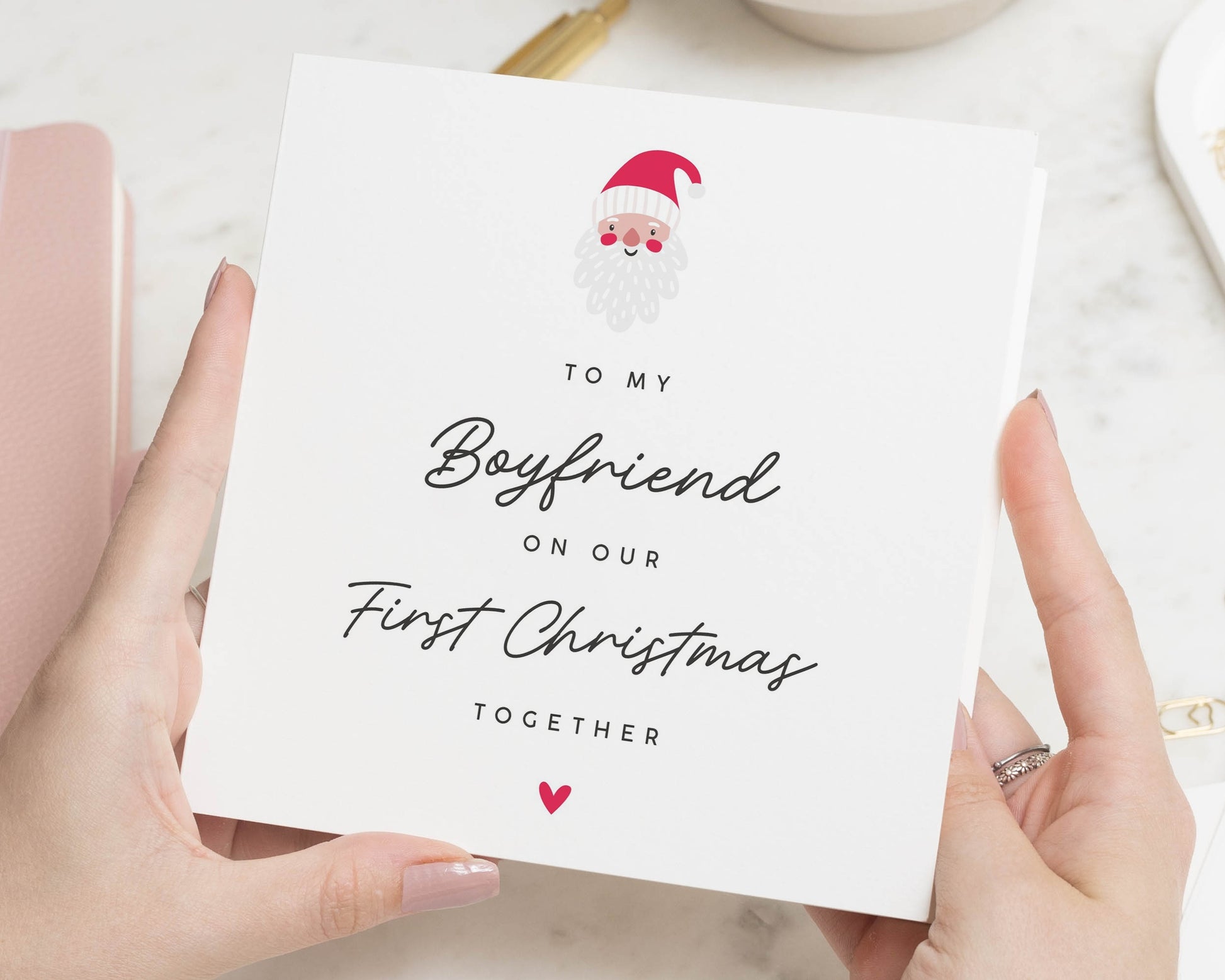 First Christmas Card for Boyfriend, Christmas Card for Him, Personalised First Christmas Card, Cute Santa Christmas Card