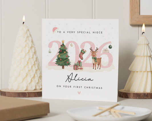First Christmas Card for Niece, Niece Christmas Card, Personalised Christmas Card, 1st Christmas Card, Baby Girl Christmas Card