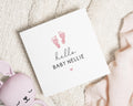New Baby Card, Personalised Baby Card, Baby Girl Card, Hello Baby Card, Custom Baby Name Card, Baby Shower Card, Baby Footprint Card