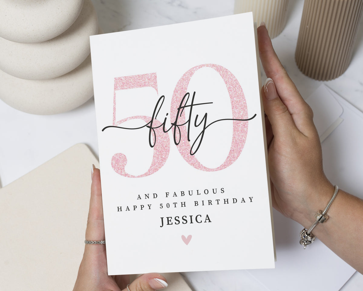 50th Birthday Card for Her, Personalised 50th Birthday Card, Fiftieth Birthday Card for Mum, Birthday Card for Friend, Sister Card