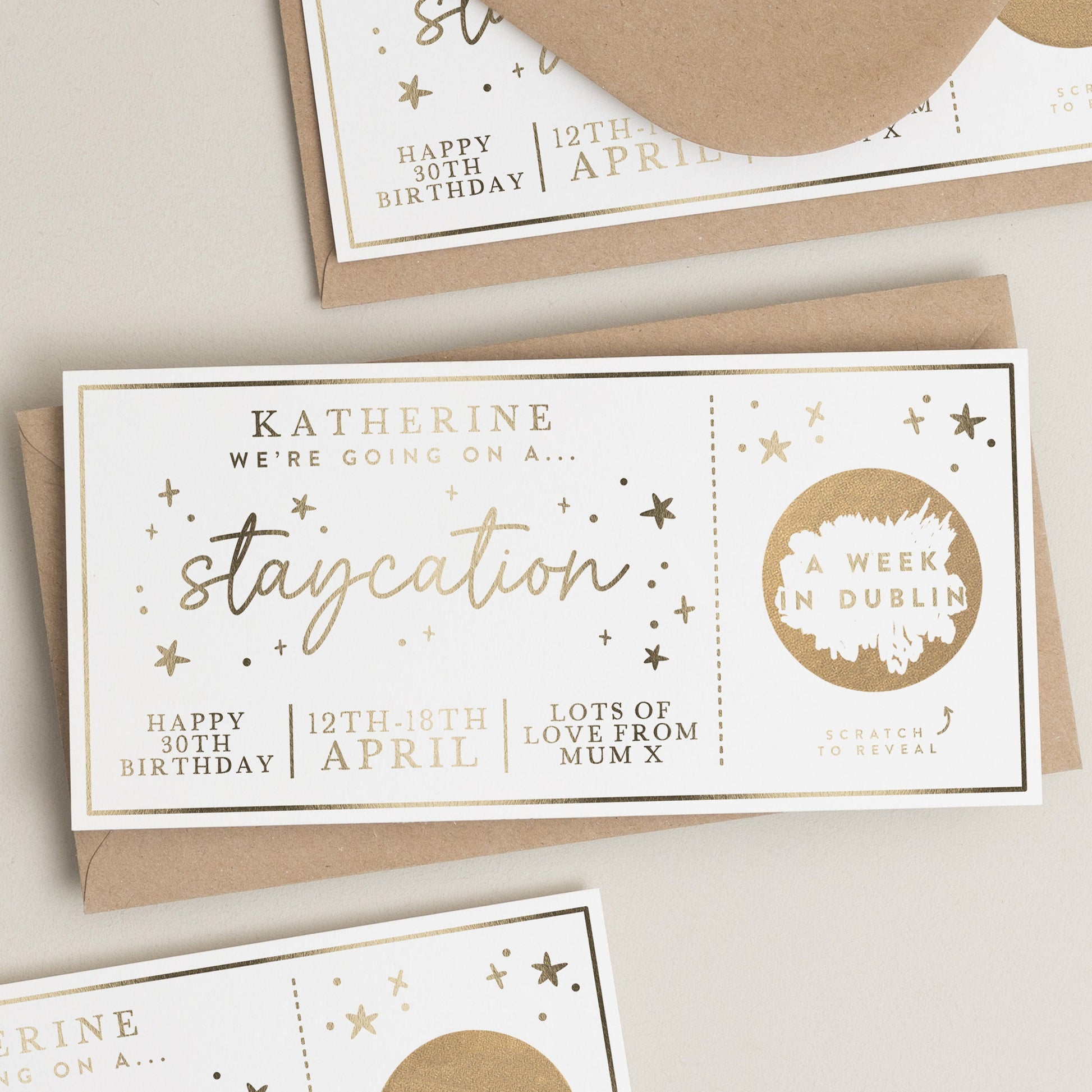 Holiday Reveal, Staycation Surprise Scratch Card, Scratch Voucher Surprise, Personalised Travel Ticket Gift, Holiday Scratch To Reveal Gift