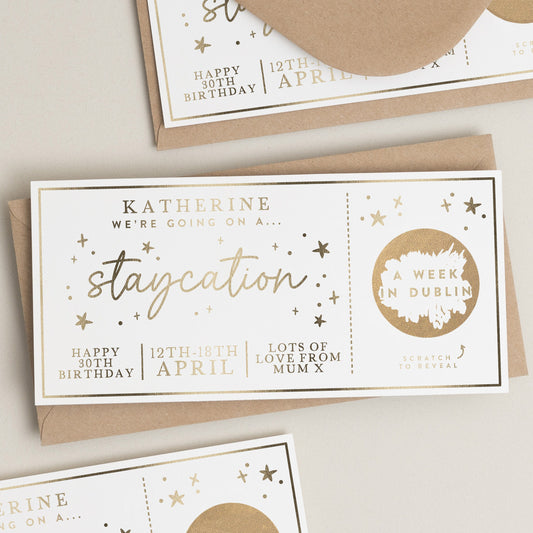 Holiday Reveal, Staycation Surprise Scratch Card, Scratch Voucher Surprise, Personalised Travel Ticket Gift, Holiday Scratch To Reveal Gift