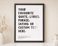 Personalised Song Lyrics Print, Custom Quote Wall Art, Off White Wedding Gift, First Dance Print, Black Framed Wall Art