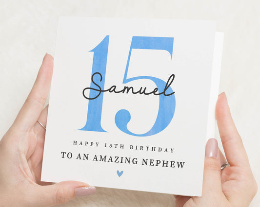 Personalised 15th Birthday Card for Nephew, Custom Birthday Card for Boys, 15th Birthday Card, Nephew Birthday Card, Boys Birthday Card