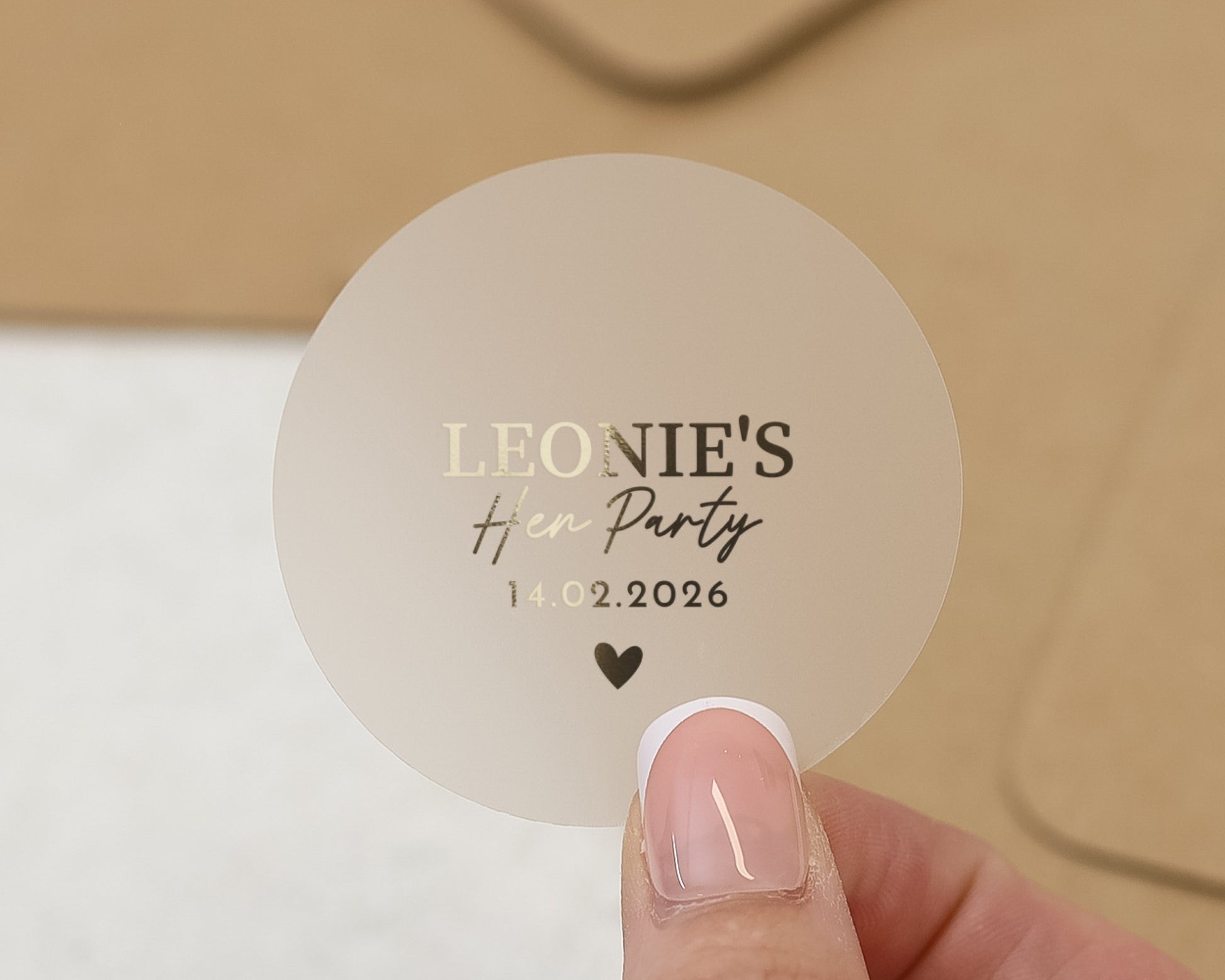 Hen Party Sticker, Personalised Hen Party Label, Custom Hen Do Sticker, Bridal Shower Sticker, Gold Foil Party Sticker