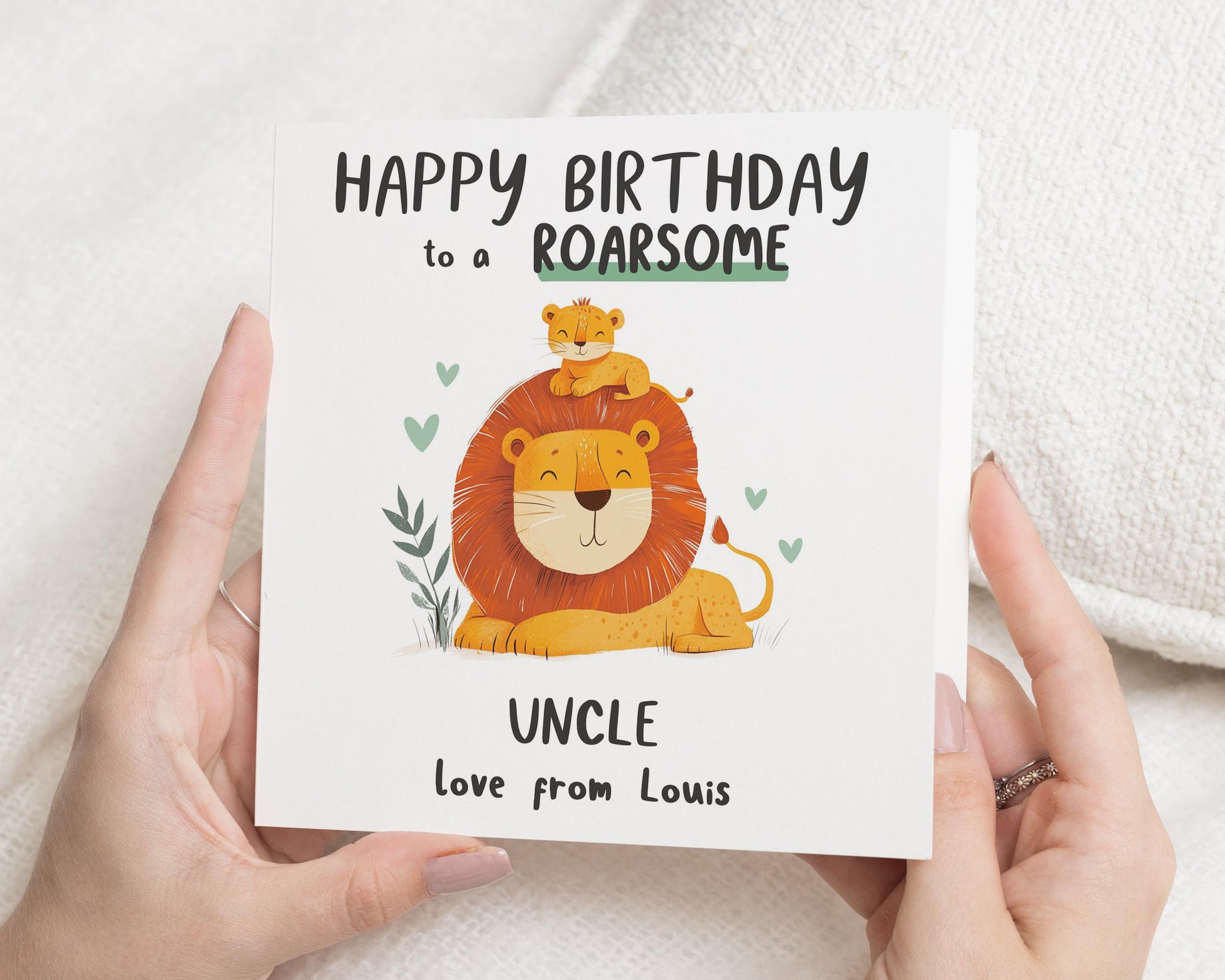 Birthday Card for Uncle, Lion Birthday Card, Birthday Card from Nephew, Roarsome Birthday Card, Personalised Birthday Card for Him