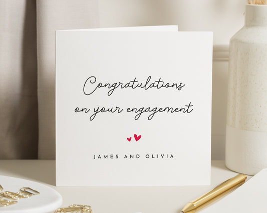 Engagement Card, Personalised Engagement Card, Congratulations Card, Engagement Card for Couple, Custom Names Engagement Card