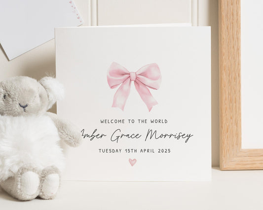New Baby Card, Baby Girl Card, New Baby Girl Card, Welcome To The World Card, New Baby Girl Card, New Baby Gifts, Girl Newborn Card, Newborn