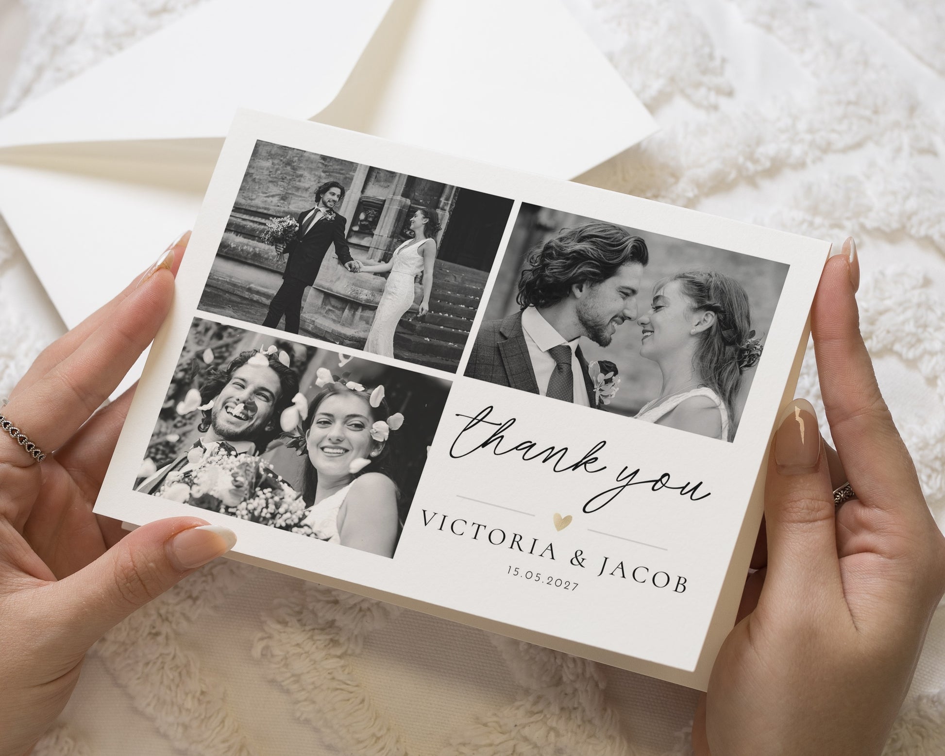 Personalised Wedding Thank You Cards, Photo Wedding Thank You Cards, Folded Wedding Thank You Cards, Thank You Card for Wedding