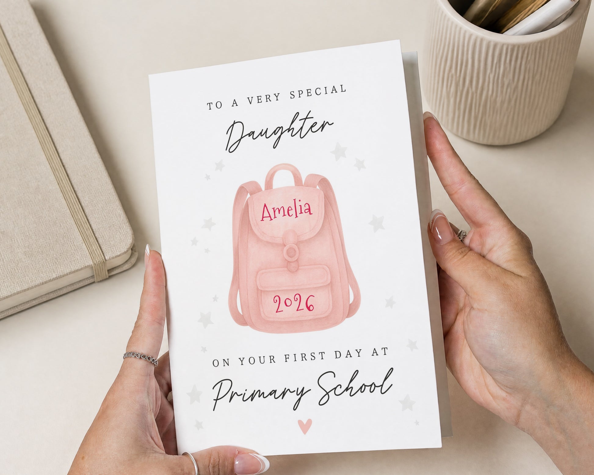 Personalised First Day at Primary School Card, Daughter School Card, 1st Day at School Card, Good Luck Card for Girl, Back to School Card