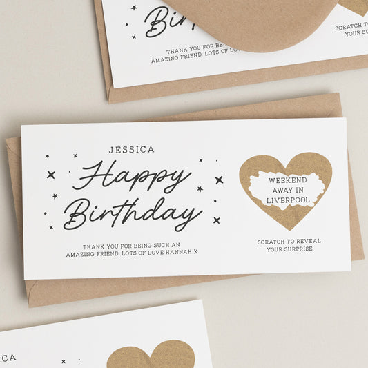 Personalised Birthday Gift Voucher Surprise, Scratch And Reveal Card, Gift Scratch Reveal Card, Birthday Card For Girlfriend, Gift For Her