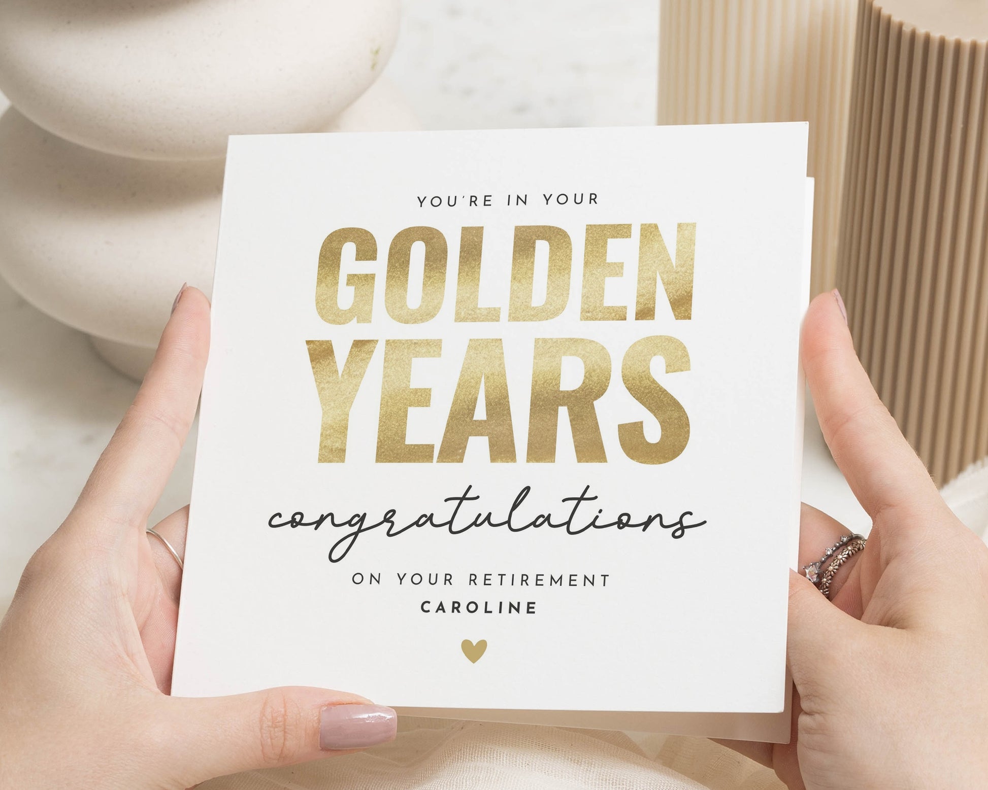 Retirement Card, Golden Years Retirement Card, Personalised Retirement Card, Congratulations Card, Custom Retirement Card, Faux Foil Look