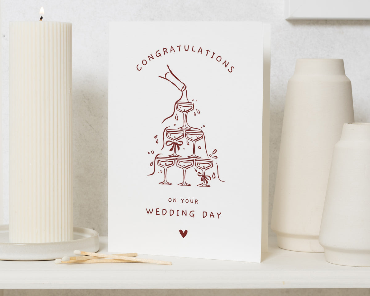 Wedding Card, Congratulations on Your Wedding Day Card, Wedding Congratulations Card, Wedding Day Card, Champagne Card for Couple