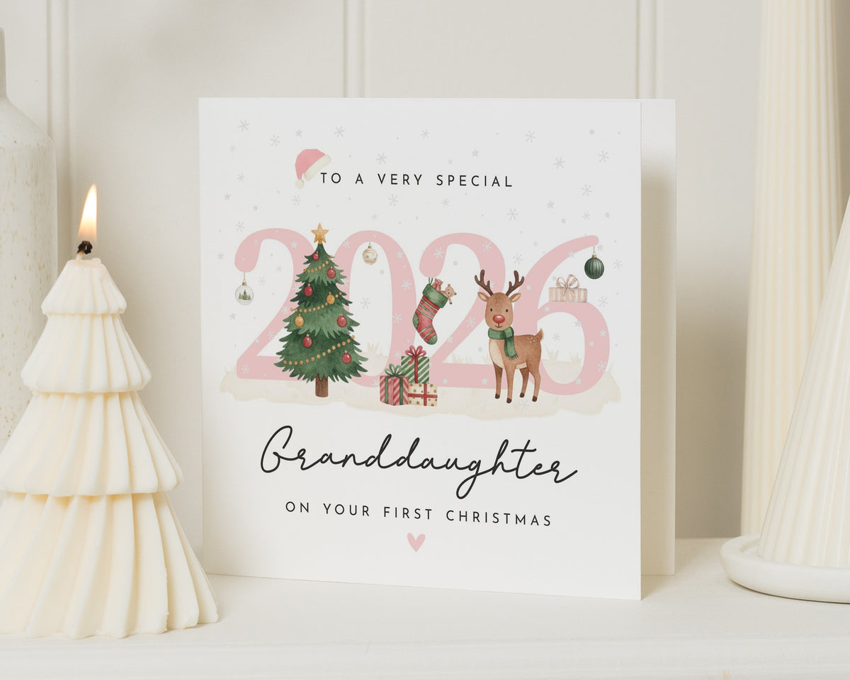 Granddaughter First Christmas Card, 1st Christmas Card for Granddaughter, Baby Girl Christmas Card, Cute Personalised Xmas Card