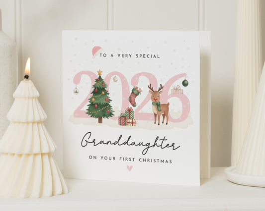 Granddaughter First Christmas Card, 1st Christmas Card for Granddaughter, Baby Girl Christmas Card, Cute Personalised Xmas Card