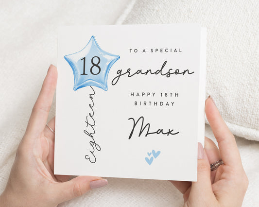 18th Birthday Card for Grandson, Personalised Birthday Card, Custom 18th Birthday Card for Him, Grandson Birthday Card
