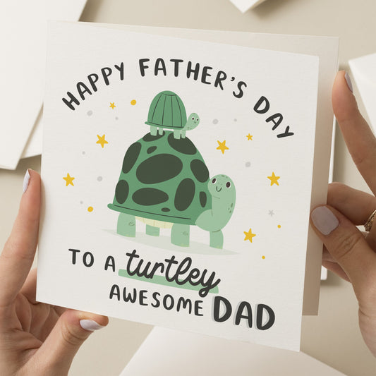 Funny Fathers Day Card, Funny Dad Pun Card, Turtley Awesome Dad, Dad Thankyou, Funny Fathers Day Gift, Pun Gift For Dad, Cute Card For Dad