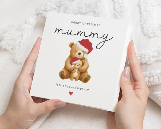 Christmas Card for Mummy, Personalised Bear Christmas Card, Christmas Card from Child, Cute Christmas Card for Mum, Mum Christmas Card