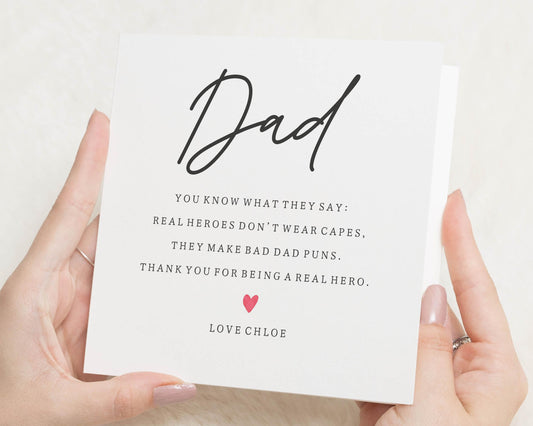 Fathers Day Card for Dad, Birthday Card for Dad, Funny Dad Card, Personalised Dad Card, Hero Dad Card, Thank You Dad Card