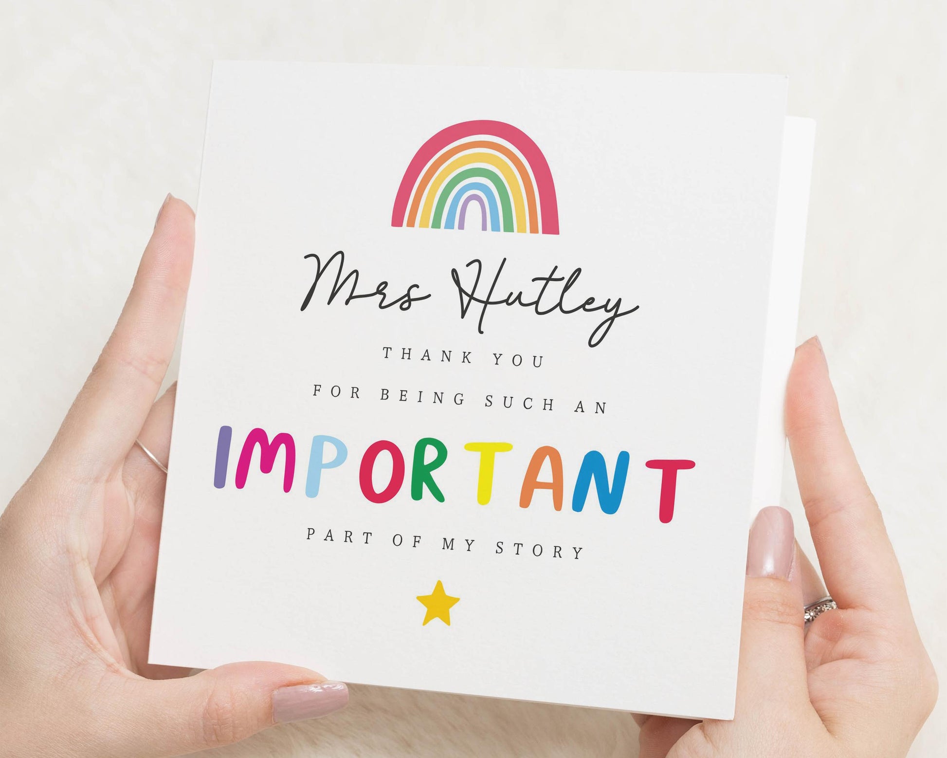 Thank You Card for Teacher, Rainbow Thank You Card, Teacher Appreciation Card, Personalised Thank You Card, End of Term Card