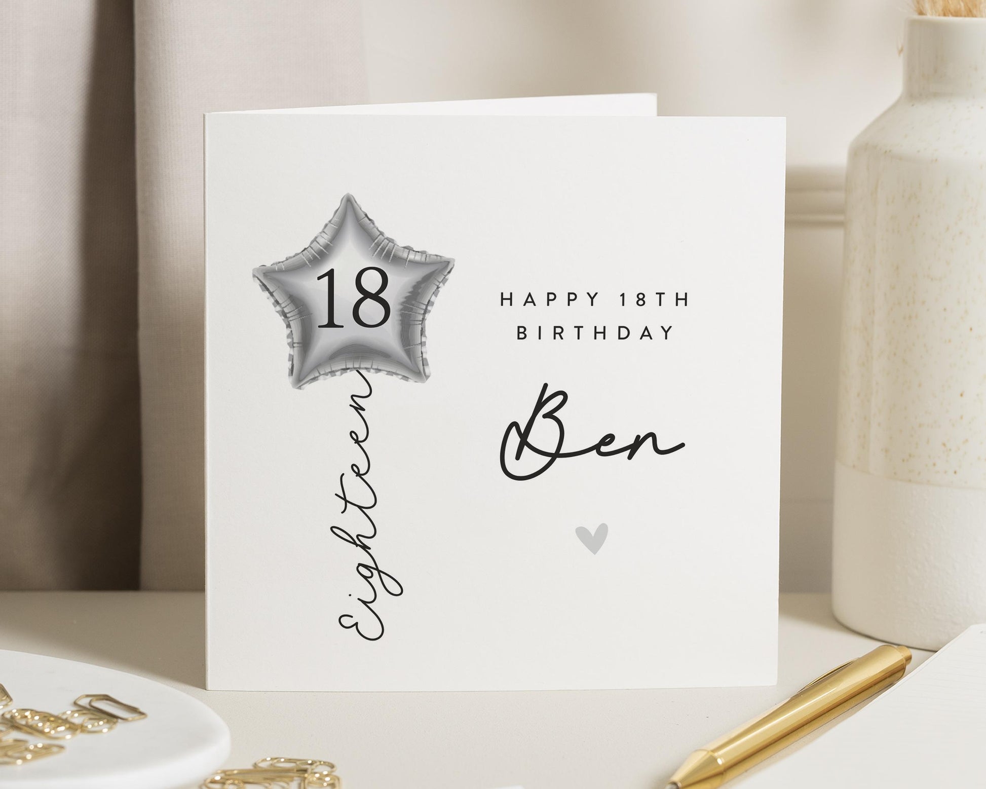 18th Birthday Card, Personalised Birthday Card for Him, Birthday Card for Son, 18th Birthday Card for Boy, Balloon Birthday Card