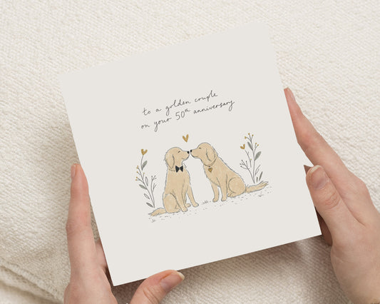 50th Anniversary Card, Golden Wedding Anniversary Card, Anniversary Card for Couple, 50th Wedding Anniversary Card, Dog Anniversary Card
