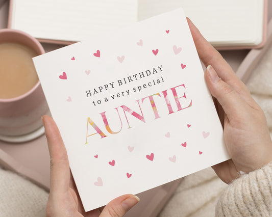 Birthday Card for Auntie, Auntie Birthday Card, Aunty Birthday Card, Birthday Card for Her, Cute Heart Birthday Card for Auntie