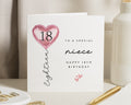 18th Birthday Card for Niece, Niece 18th Birthday Card, Happy 18th Birthday Card, Birthday Card for Her, Eighteen Card, Pink Heart Card