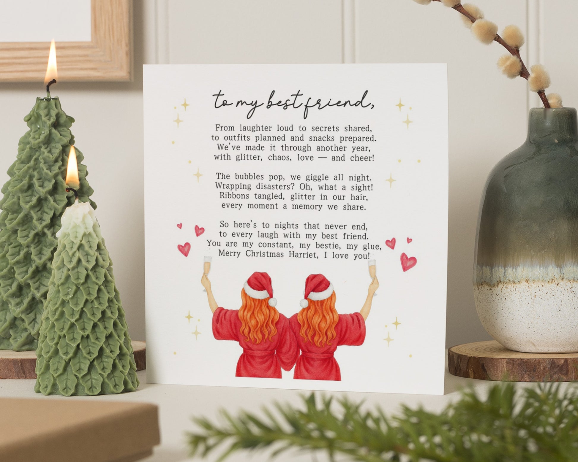 Christmas Card for Best Friend, Personalised Best Friend Christmas Card, Christmas Card for Her, Poem Christmas Card, Cute Card
