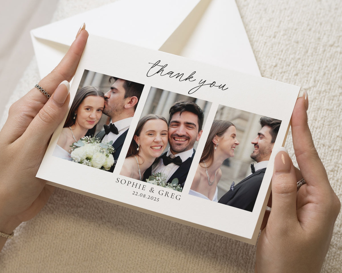 Personalised Wedding Thank You Cards, Photo Thank You Cards, Folded Wedding Thank You Cards, Minimal Thank You Card for Wedding