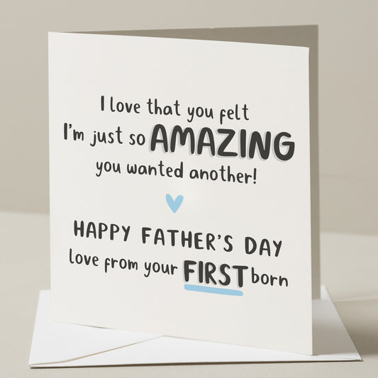 Funny Dad Card For Fathers Day, Fathers Day Gift From First Born, Fathers Day Gift For Dad, Gift For Dad, From Perfet Child, Daughter, Son