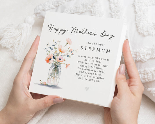 Mother's Day Card for Stepmum, Step Mum Mother's Day Card, Personalised Card for Her, Floral Mother's Day Card, Step Mum Card