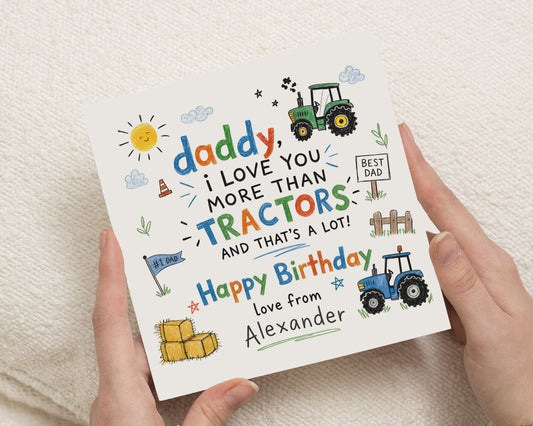 Birthday Card for Dad, Daddy Birthday Card, Tractor Birthday Card for Him, Personalised Birthday Card from Son or Daughter, Dad Card