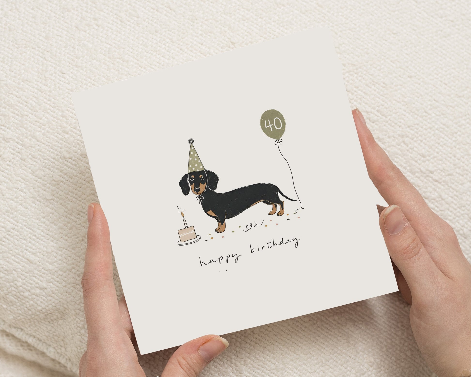 40th Birthday Card, Dog Birthday Card, Sausage Dog Birthday Card, Dachshund Birthday Card, Birthday Card for Her, Birthday Card for Him