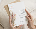 Pampas Wedding Invitations, Boho Dried Flower Wedding Invites, Neutral Beige Rustic Wedding Invitation Suite, Personalised Invite