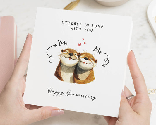 Anniversary Card for Her, Otter Anniversary Card, Cute Anniversary Card, Romantic Card for Wife, Otterly in Love Card, Card for Couple