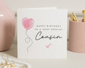 Birthday Card for Cousin, Cousin Birthday Card, Birthday Card for Her, Personalised Birthday Card, Pink Heart Balloon Card