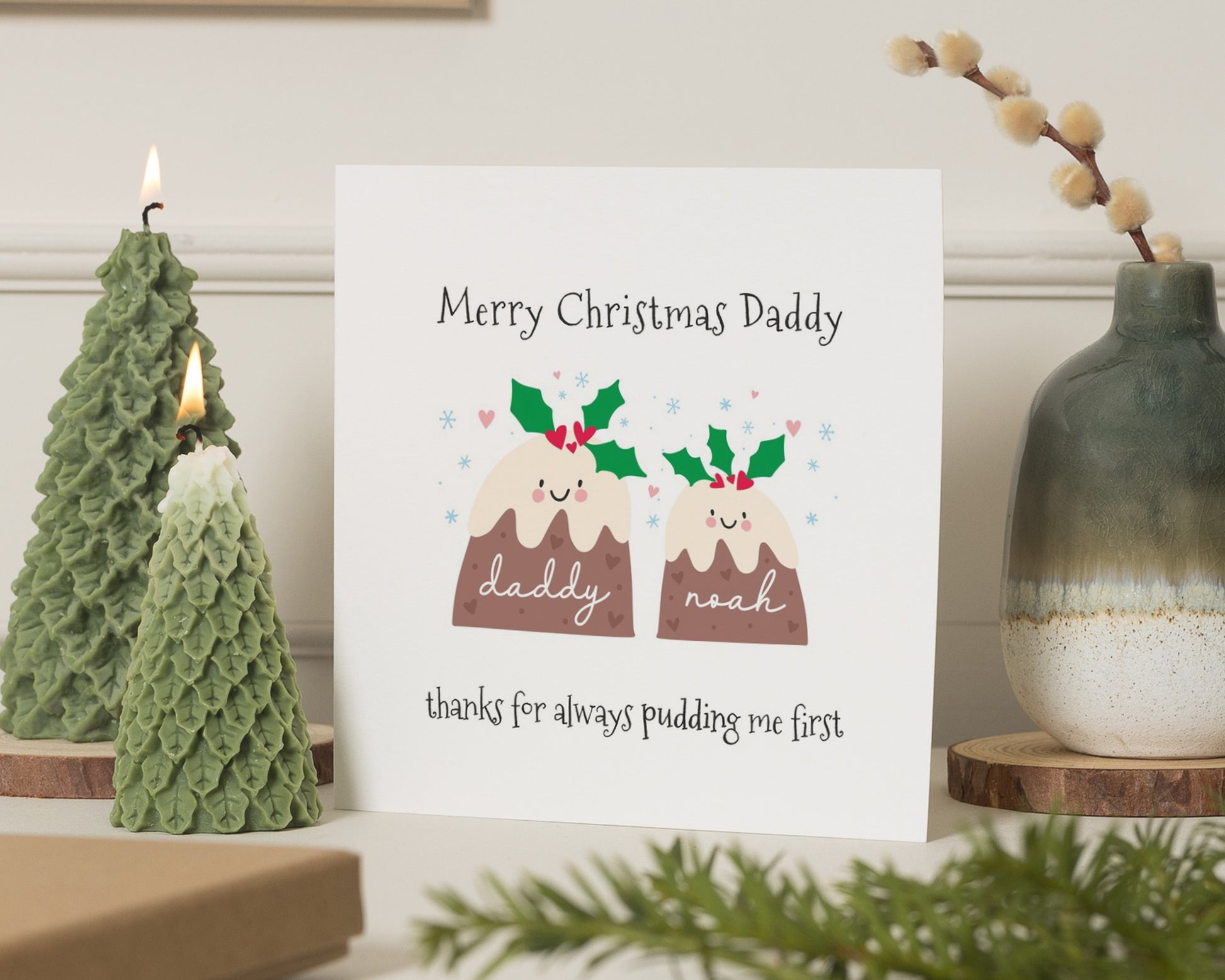 Christmas Card for Daddy, Daddy Christmas Card, Personalised Christmas Card, Cute Christmas Card for Dad, Pudding Card for Daddy