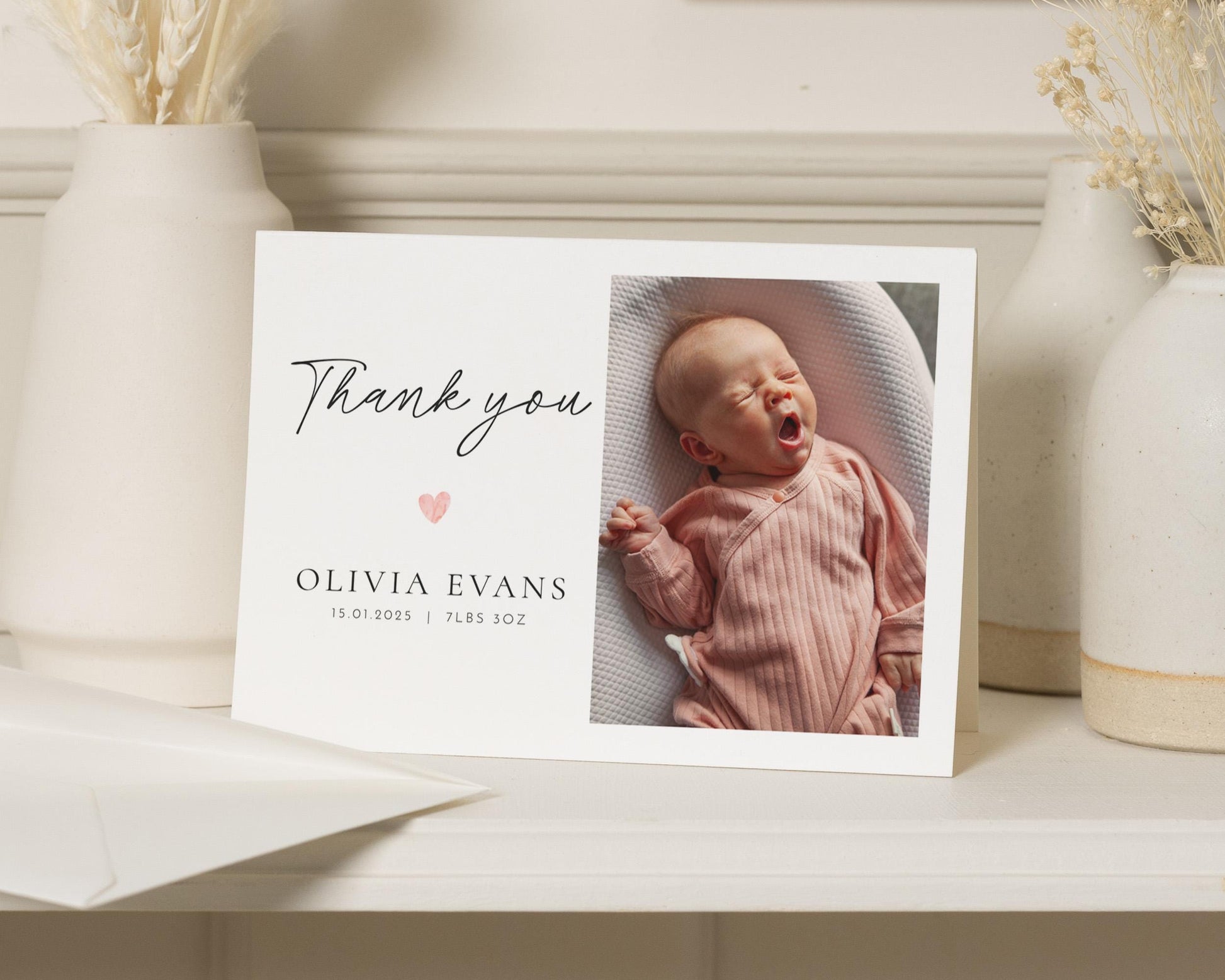 Cute New Baby Cards Thank You, Baby Girl Photo Thank You Cards, Personalised Thank You Cards New Baby Girl, Baby boy Postcard Thankyou Card