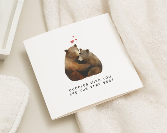 Anniversary Card, Cute Bear Card, Romantic Card for Partner, Cuddles Card, Valentines Day Card, Card for Boyfriend, Card for Girlfriend