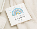 Baptism Card for Boy, Personalised Baptism Card, Rainbow Baptism Card, Christening Card, Custom Name Baptism Card, Baby Boy Card