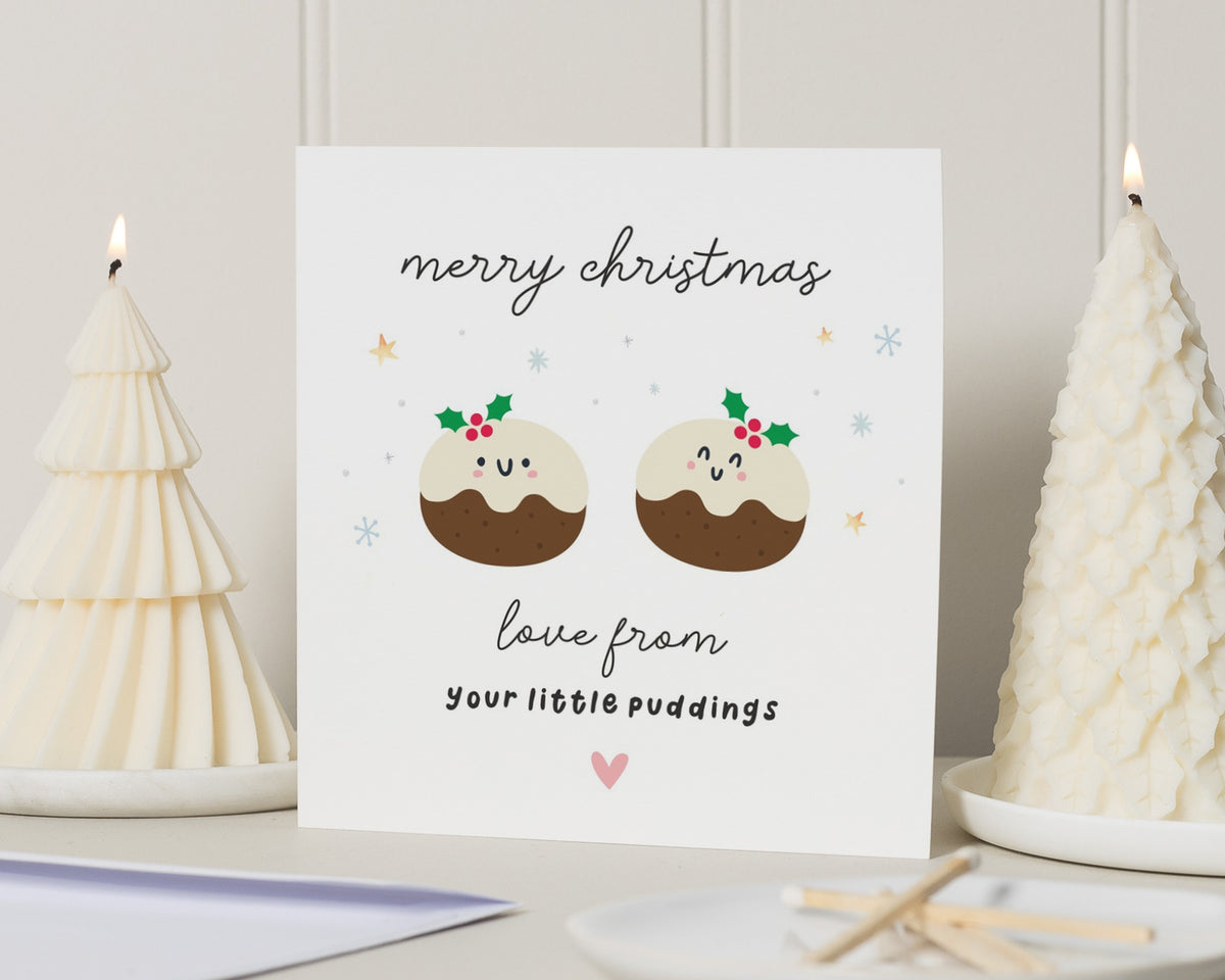 Christmas Card from Kids, Cute Christmas Card, Funny Christmas Card from Children, Christmas Pudding Card, Family Christmas Card